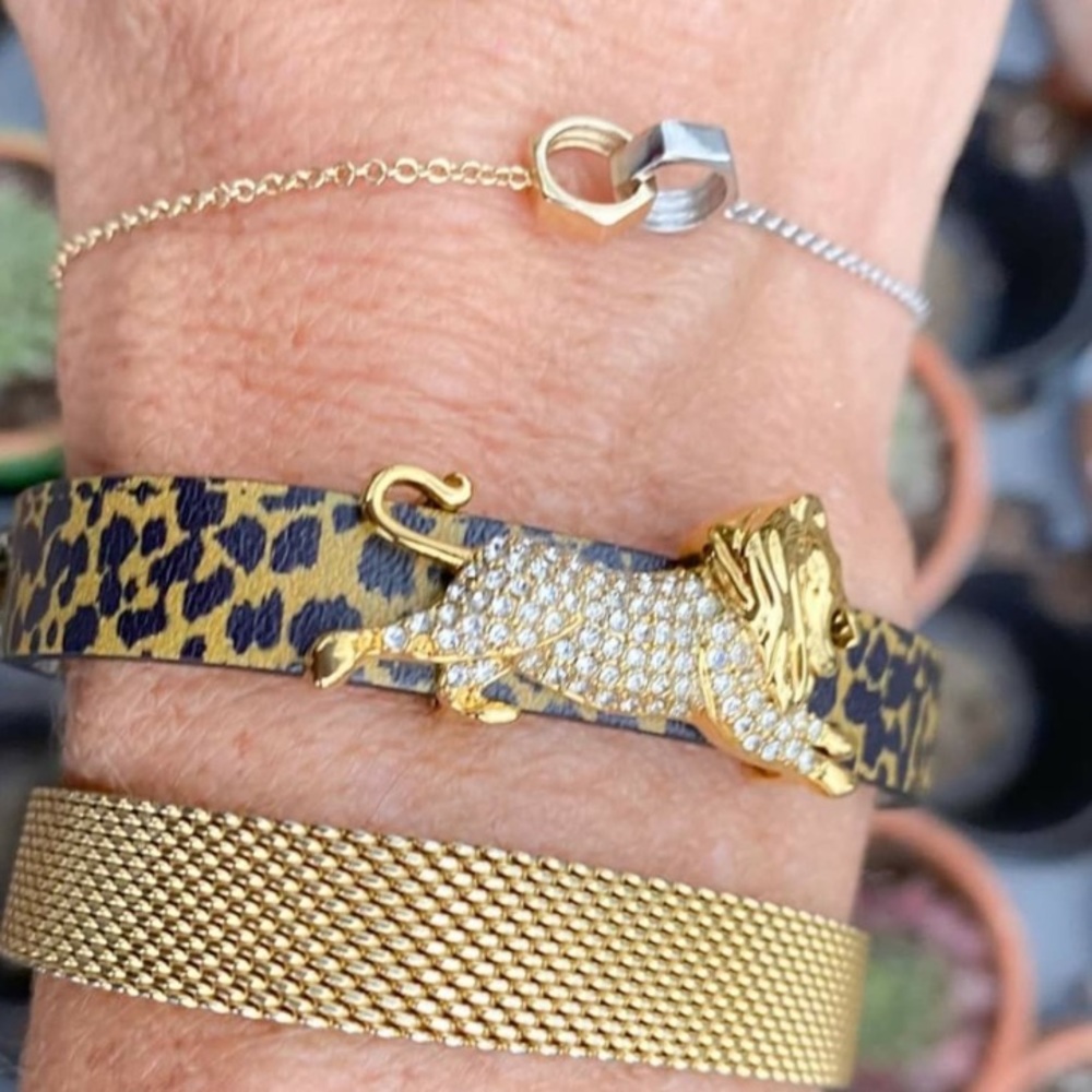 Stella & Dot Ultra Delicate Hardware Interlock Bracelet Mixed Metal Silv… - Picture 4 of 7